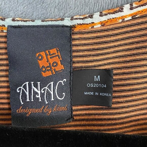 Anac by Kimi Women Top Size M Orange 3/4 Sleeves 60s Art to Wear Circles 2-29 - Picture 9 of 10